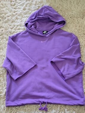 Nike Purple Pullover Hoodie Cropped Sleeves